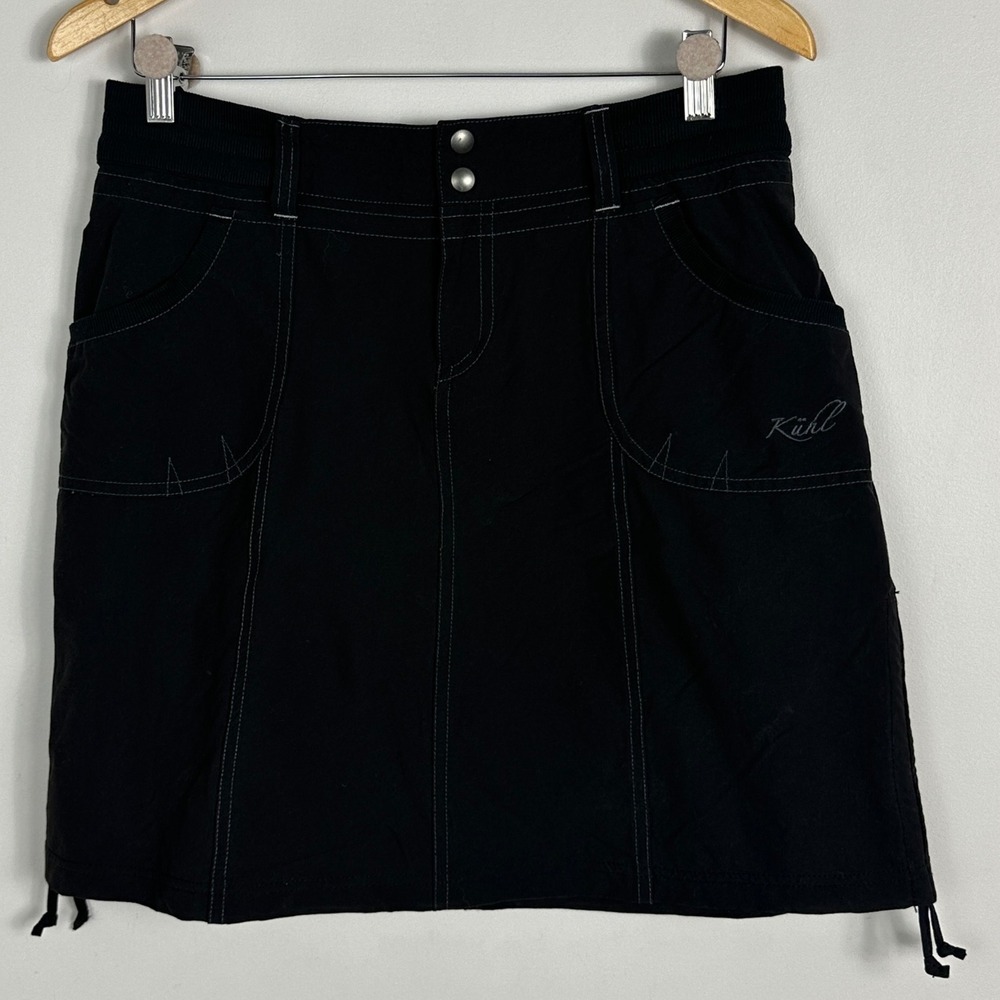Kuhl Black Ruched Hiking Skort Skirt Black Womens Size 6 Outdoors‎ Minimalist